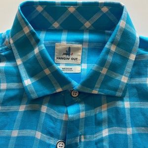NWT johnnie-O, Men’s Medium L/S Button-Down Shirt, Teal and White, $80